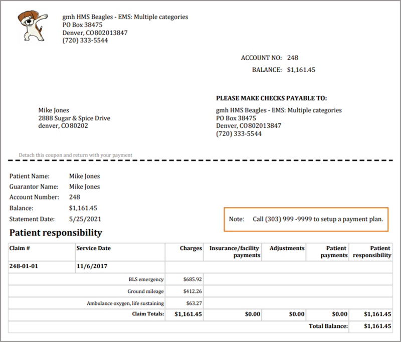 Print a patient invoice